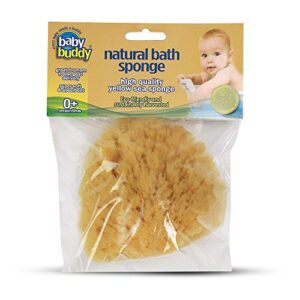 baby buddy natural yellow sea sponge, baby bath sponge, soft on tender skin, hypoallergenic, yellow, 4in, 1 count