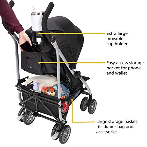 Safety 1st Step Lite Compact Stroller, Lightweight aluminum frame and a breeze to carry, at only 15 lbs, Back to Black