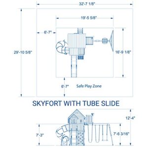 Backyard Discovery Skyfort All Cedar Swing Set, Elevated Covered Wood Roof Clubhouse with Bay Windows, 2 Belt Swings, Web Swing, 10ft Wave Slide, 5 ft Tube Slide, Covered Picnic Table, 5 ft Rock Wall