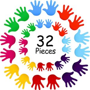 32 pieces colorful handprint wall stickers diy handprint wall decals for kids nursery classroom bedroom decoration, 8 colors