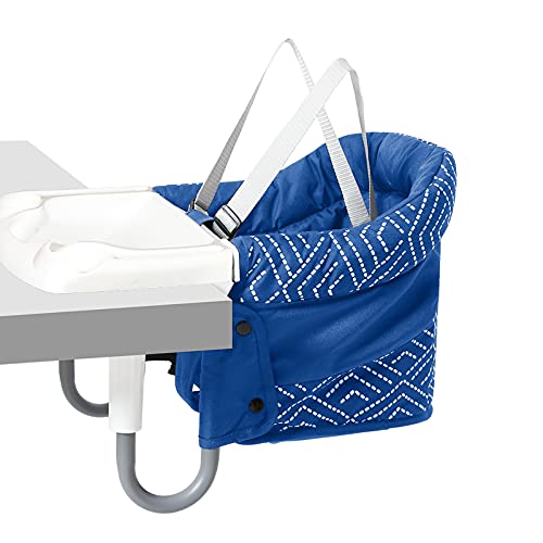 MTWML Hook On High Chair with Tray,Portable Baby High Chair That Attaches to Table,Clip On Fast Table High Chair for Babies and Toddlers.Baby Feeding Seat for Dining Table and Counter to Travel(Blue)