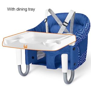 MTWML Hook On High Chair with Tray,Portable Baby High Chair That Attaches to Table,Clip On Fast Table High Chair for Babies and Toddlers.Baby Feeding Seat for Dining Table and Counter to Travel(Blue)