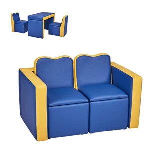 kinbor kids leather sofa armchair compact design multifunctional 2in1 children's armchair padded table and chair set with storage for girls and boys 3 piece kids furniture set no assembly required