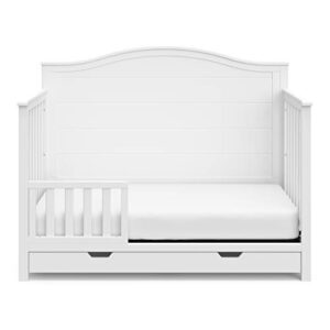 Storkcraft Moss 5-in-1 Convertible Crib with Drawer (White) – GREENGUARD Gold Certified, Crib with Drawer Combo, Includes Full-Size Nursery Storage Drawer, Converts to Toddler Bed and Full-Size Bed