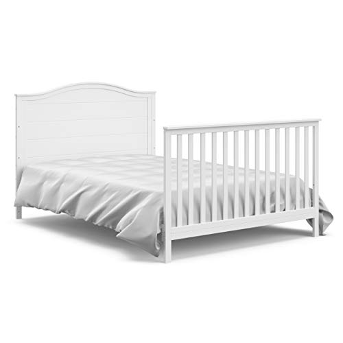 Storkcraft Moss 5-in-1 Convertible Crib with Drawer (White) – GREENGUARD Gold Certified, Crib with Drawer Combo, Includes Full-Size Nursery Storage Drawer, Converts to Toddler Bed and Full-Size Bed