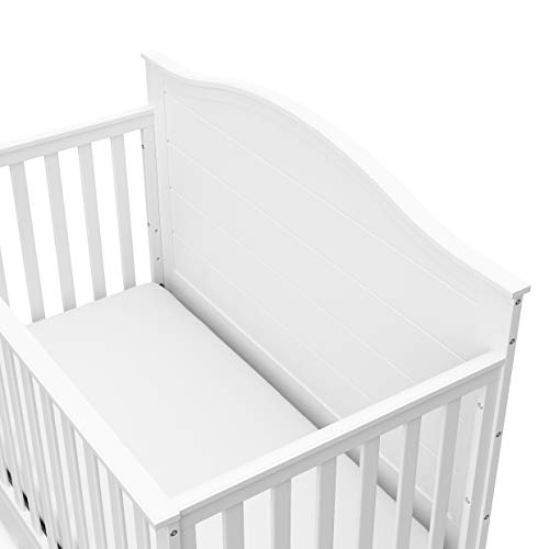 Storkcraft Moss 5-in-1 Convertible Crib with Drawer (White) – GREENGUARD Gold Certified, Crib with Drawer Combo, Includes Full-Size Nursery Storage Drawer, Converts to Toddler Bed and Full-Size Bed