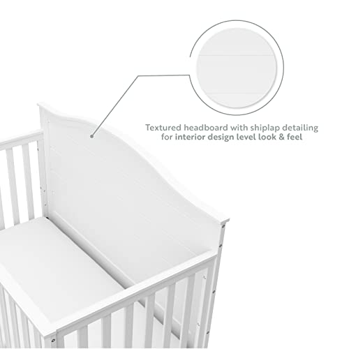 Storkcraft Moss 5-in-1 Convertible Crib with Drawer (White) – GREENGUARD Gold Certified, Crib with Drawer Combo, Includes Full-Size Nursery Storage Drawer, Converts to Toddler Bed and Full-Size Bed