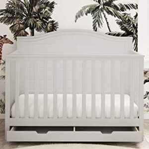 Storkcraft Moss 5-in-1 Convertible Crib with Drawer (White) – GREENGUARD Gold Certified, Crib with Drawer Combo, Includes Full-Size Nursery Storage Drawer, Converts to Toddler Bed and Full-Size Bed