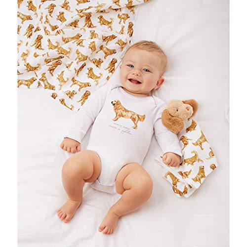 Mud Pie Golden Retriever Print Muslin Baby Swaddle Blanket, 47" x 47"