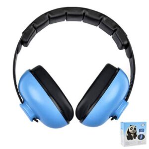 solar-power baby noise cancelling headphones, ear protection earmuffs noise reduction for 0-3 years kids/toddlers/infant, for babies sleeping, airplane, concerts, movie, theater, firework (blue)