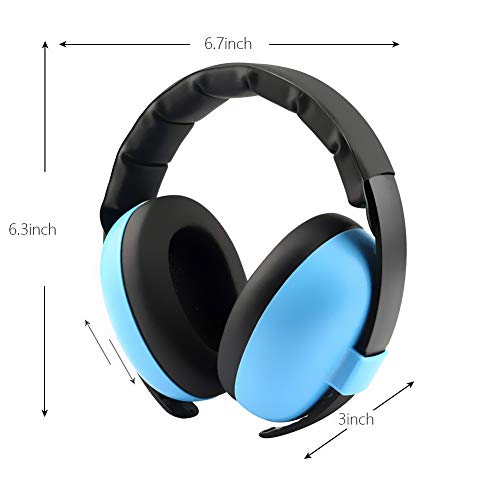 Solar-Power Baby Noise Cancelling Headphones, Ear Protection Earmuffs Noise Reduction for 0-3 Years Kids/Toddlers/Infant, for Babies Sleeping, Airplane, Concerts, Movie, Theater, Firework (Blue)