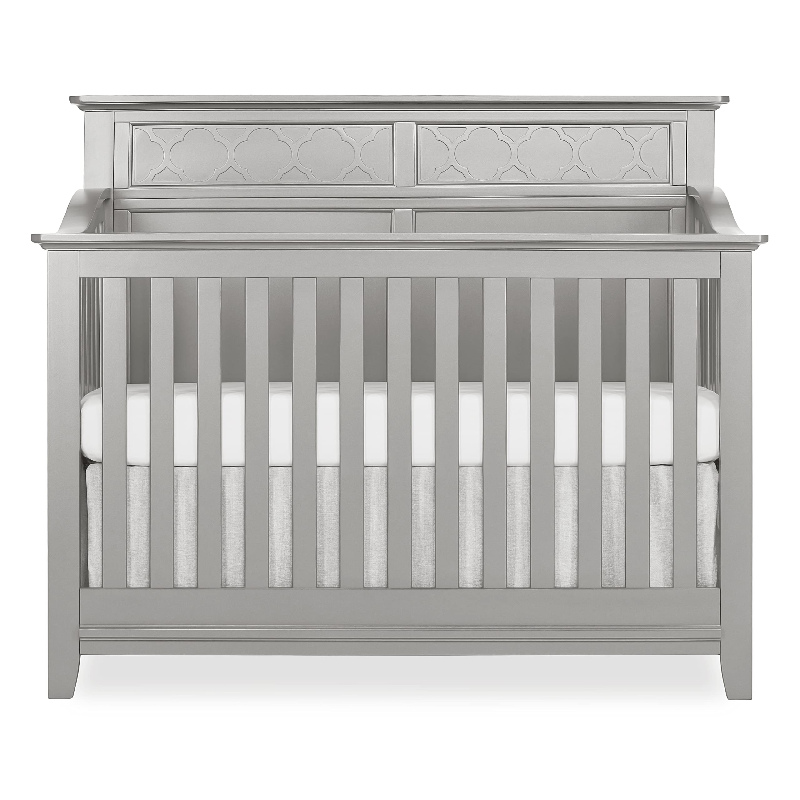 Dream On Me Fairview 4 In 1 Convertible Crib In Silver Grey Pearl, JPMA Certified, 3 Mattress Height Settings, Built Of Durable & Sustainable Pinewood