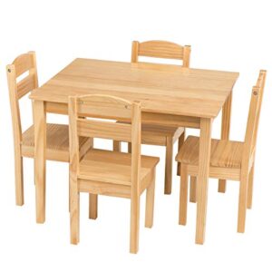 nightcore kids wooden 4, activity 2 to 6 years, toddler game, playroom furniture, picnic w/chairs, solid wood 5 piece dining table set, natural
