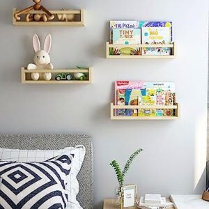 Nursery Book Shelves Set of 4，17 inch Wall Bookshelves for Kids， Perfect for Baby’s Room, Kitchen, Bedroom and Bathroom. (17S4)