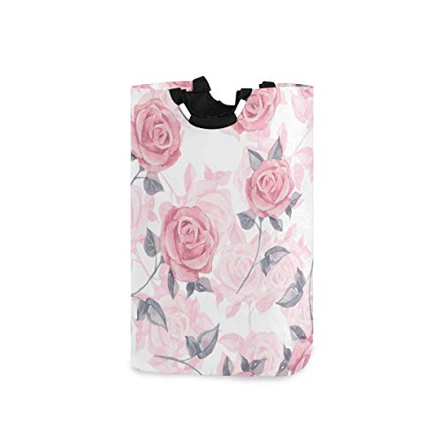 Blueangle Large Pink Roses Laundry Basket Blanket Basket Baby Laundry Hamper Toy Storage Bin 22.7" x 12.6"x11"