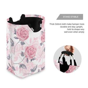 Blueangle Large Pink Roses Laundry Basket Blanket Basket Baby Laundry Hamper Toy Storage Bin 22.7" x 12.6"x11"