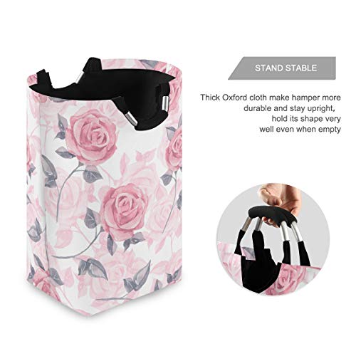 Blueangle Large Pink Roses Laundry Basket Blanket Basket Baby Laundry Hamper Toy Storage Bin 22.7" x 12.6"x11"