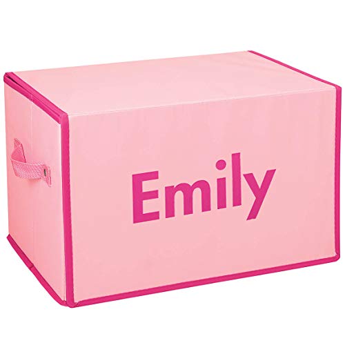 Fox Valley Traders Personalized Foldover Toy Box with Play Mat, Pink Castle