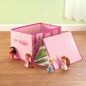 Fox Valley Traders Personalized Foldover Toy Box with Play Mat, Pink Castle