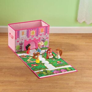 Fox Valley Traders Personalized Foldover Toy Box with Play Mat, Pink Castle