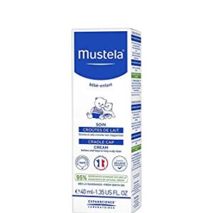 Mustela Baby Cradle Cap Cream - Newborn safe - with Natural Avocado - Paraben Free & Fragrance Free - 1.35 Fluid Ounce