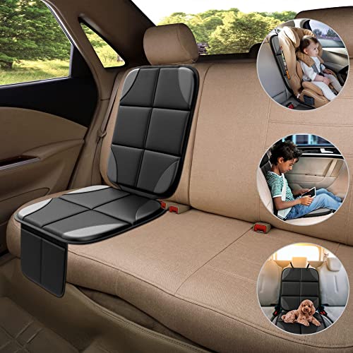 Car Seat Protector, MHO+All 2 Pack Auto Car Seat Protectors for Child Baby Car Seats - Large CarSeat Sit Savers Mat with Waterproof 600D Fabric & 2 Storage Pockets, Crash Test Approved