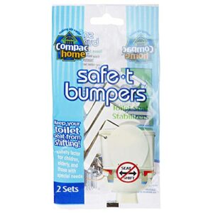 compac home safe -t- bumpers - toilet seat stabilizers, keeps children, elderly, disabled safe from slipping off shaking, moving or wobbly toilet seat, white, 2 count