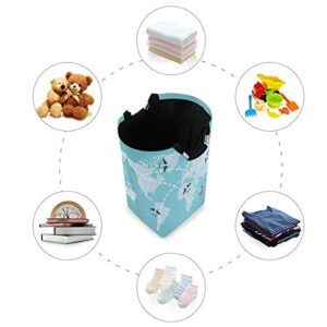 CiCily Laundry Hamper Bucket Foldable Storage Bin World Map Airplanes for Home Organizer Nursery Storage Baby Hamper Kids Room