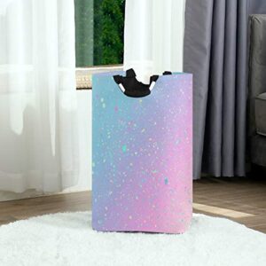 senya Large Storage Basket Collapsible Organizer Bin Laundry Hamper for Nursery Clothes Toys, Unicorn Background with Rainbow