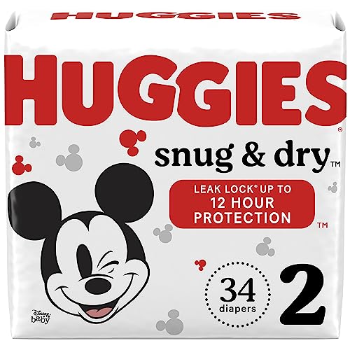 Huggies Snug & Dry Baby Diapers, Size 2 (12-18 lbs), 34 Ct