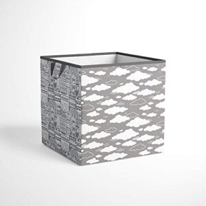 Bacati Clouds in The City Storage Box Small, White/Grey