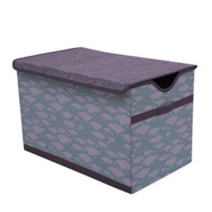 bacati clouds in the city storage toy chest, mint/grey