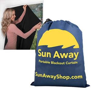 sun away blackout blinds for window - portable blackout curtains 66 x 51 blackout shades - temporary curtains - great for nurseries bedrooms apartments hotels vehicles travel & more (1 pack)