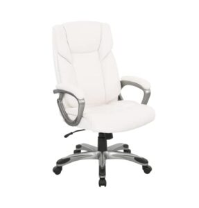 amazon basics high-back bonded leather executive office computer desk chair, 29.13"d x 25.59"w x 41.34"h, cream