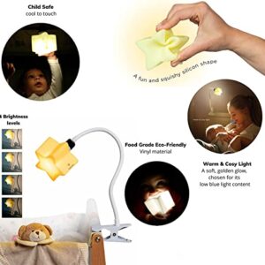 Ergojojo LED Clip On Star Light, Warm & Dimmable Desk Light, , Reading Night lamp Newborn Essential for Bedside Bassinet, Nursery Decor, Ideal Baby Gift for Kids