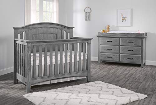 Oxford Baby Willowbrook 4-in-1 Convertible Crib, Graphite Gray, GreenGuard Gold Certified