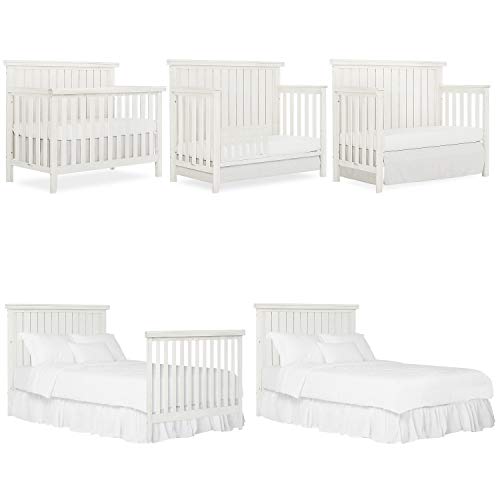 Sweetpea Baby Red Wood 4-in-1 Convertible Crib in Weathered White, Greenguard Gold Certified