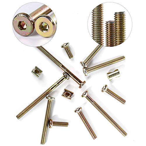 Crib Screws and Bolts Replacement Hardware Kit - Baby Bed Screws 85mm 75mm 70mm 55mm 50mm 45mm 40mm 30mm 20mm 16mm M6 Replacement Bolts Barrel Nuts for Baby Toddler Bed Crib Furniture