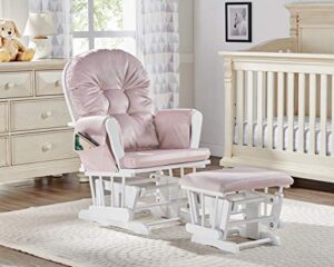 suite bebe glider with ottoman, mason, pink and white - quick ship