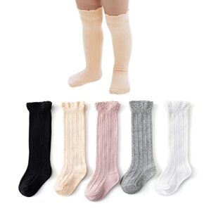 american trends baby girls knee high socks tube cute stockings long unisex infants toddler sock tights baby multicolor 3-12 months
