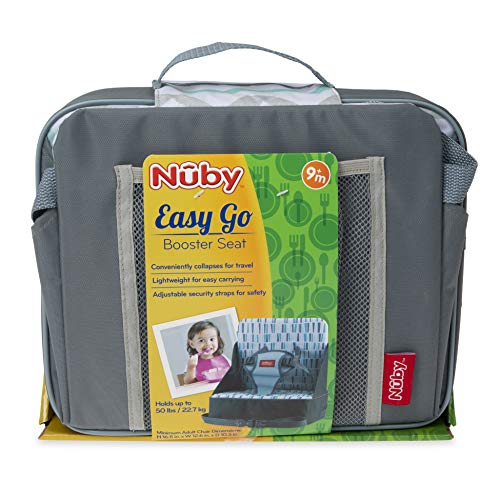 Nuby Easy Go Safety Lightweight High Chair Booster Seat, Great for Travel, Gray