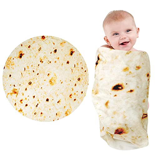 Tortilla Swaddle Blanket Throw Taco Blanket for Newborn Toddler Dog Cat,285 GSM Soft Flannel Wearable Wrap Blanket Funny Gift for Baby Shower