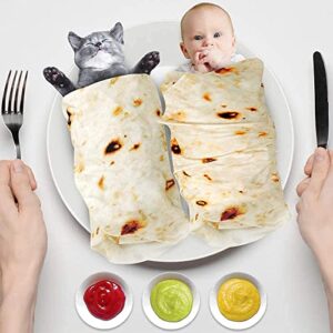 Tortilla Swaddle Blanket Throw Taco Blanket for Newborn Toddler Dog Cat,285 GSM Soft Flannel Wearable Wrap Blanket Funny Gift for Baby Shower