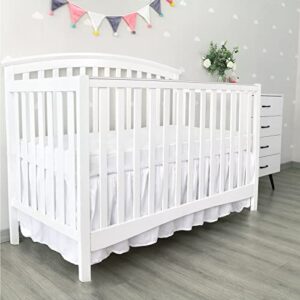 Crib Bed Skirt 4 Sides Pleated Dust Ruffle for Baby Boys Girls Elastic Adjustable Fit Toddler Bedskirt Easy On/Off Soft Nursery Standard Crib Bedding Skirts Solid White Crib Skirt