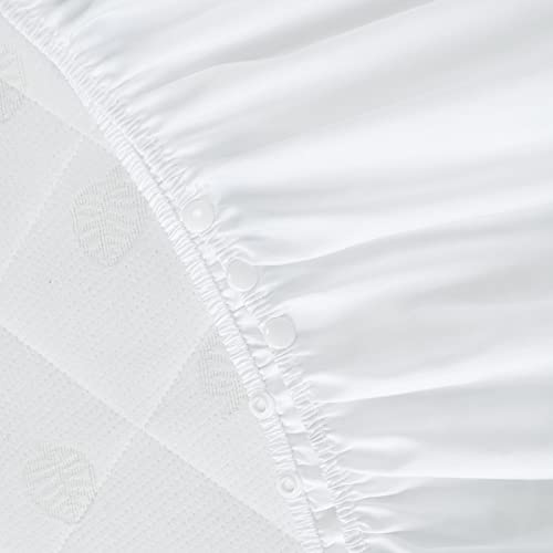 Crib Bed Skirt 4 Sides Pleated Dust Ruffle for Baby Boys Girls Elastic Adjustable Fit Toddler Bedskirt Easy On/Off Soft Nursery Standard Crib Bedding Skirts Solid White Crib Skirt