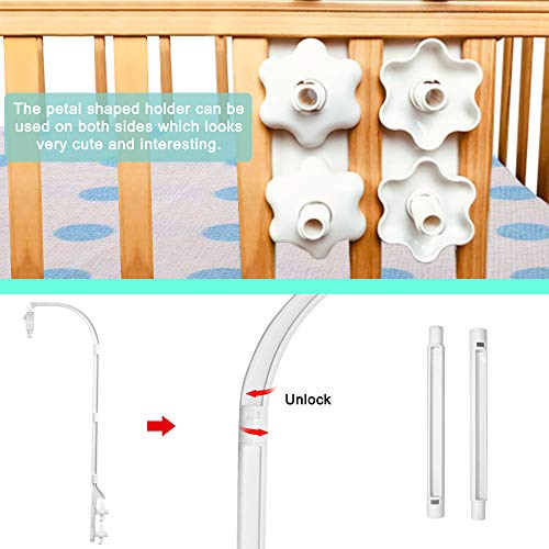 AFUNTA 37 Inch Double Screw Crib Mobile Bed Bell Holder with Music Box, DIY Toy Decoration Hanging Arm Adjustable Holder Bracket Baby Bed Stent Set Nut Screw
