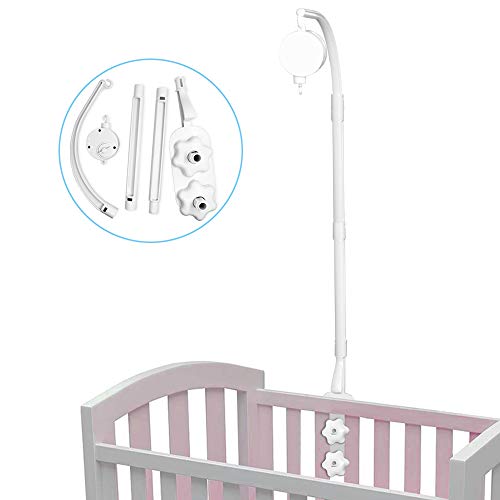 AFUNTA 37 Inch Double Screw Crib Mobile Bed Bell Holder with Music Box, DIY Toy Decoration Hanging Arm Adjustable Holder Bracket Baby Bed Stent Set Nut Screw