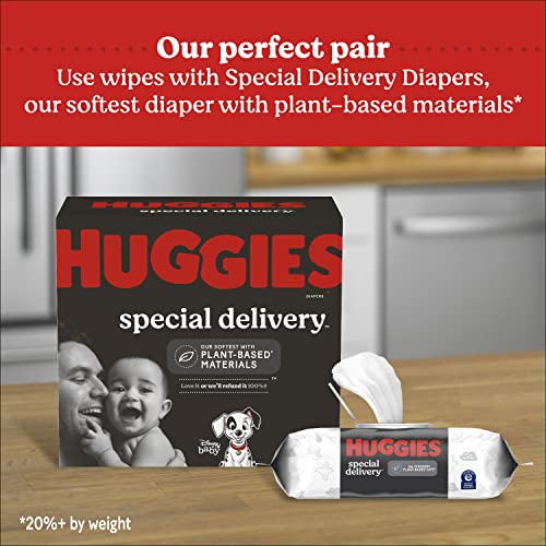 Huggies Special Delivery Hypoallergenic Baby Wipes, Unscented, Safe for Sensitive Skin, 99% Purified Water, 1 Push Button Pack (56 Wipes Total)