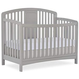 dream on me arc 4-in-1 convertible crib in silver grey pearl, greenguard gold certified, three mattress height settings, made of sustainable pinewood