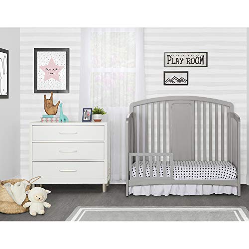 Dream On Me Arc 4-In-1 Convertible Crib In Silver Grey Pearl, Greenguard Gold Certified, Three Mattress Height Settings, Made Of Sustainable Pinewood